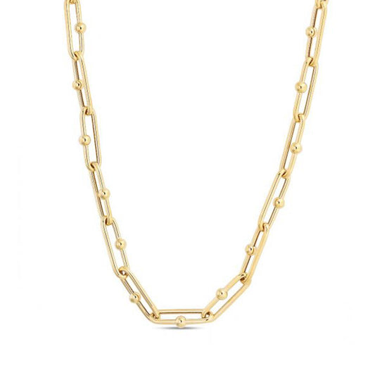 14k Yellow Gold High Polish Elongated Paperclip Jax Link Necklace 