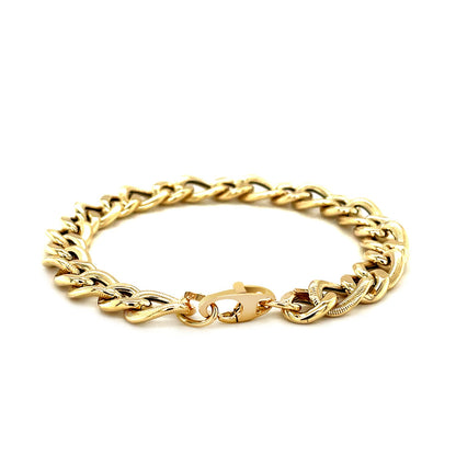 14k Yellow Gold Curb Chain Design with Diamond Cuts Bracelet (8.80 mm) 