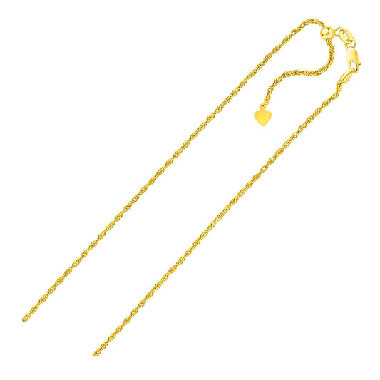 Sterling Silver in Yellow Finish 1.5mm Adjustable Rope Chain (1.50 mm) 