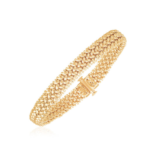 14k Yellow Gold High Polish Thick Braided Bracelet  (8.80 mm) 