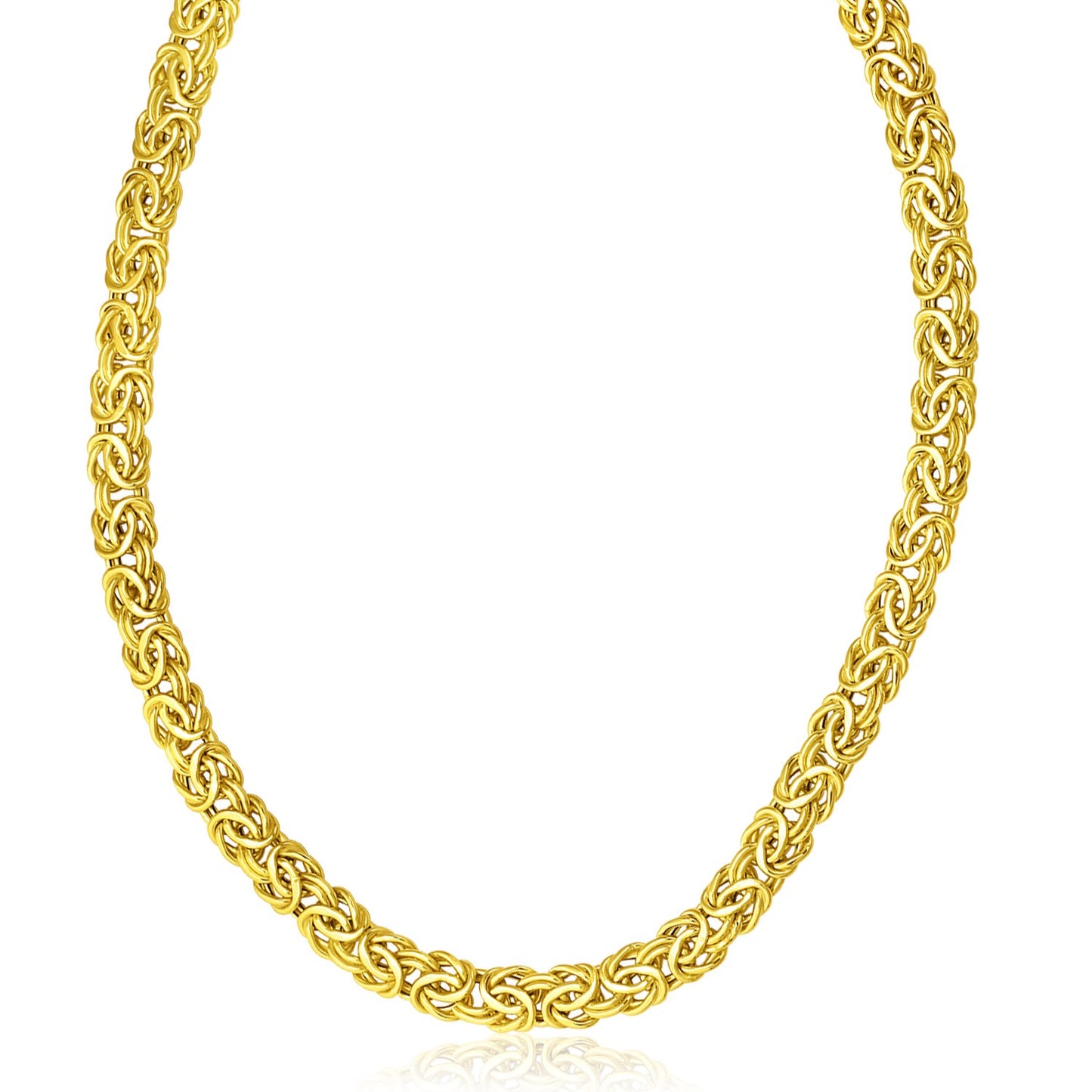 14k Yellow Gold Byzantine Design Stylish Necklace 