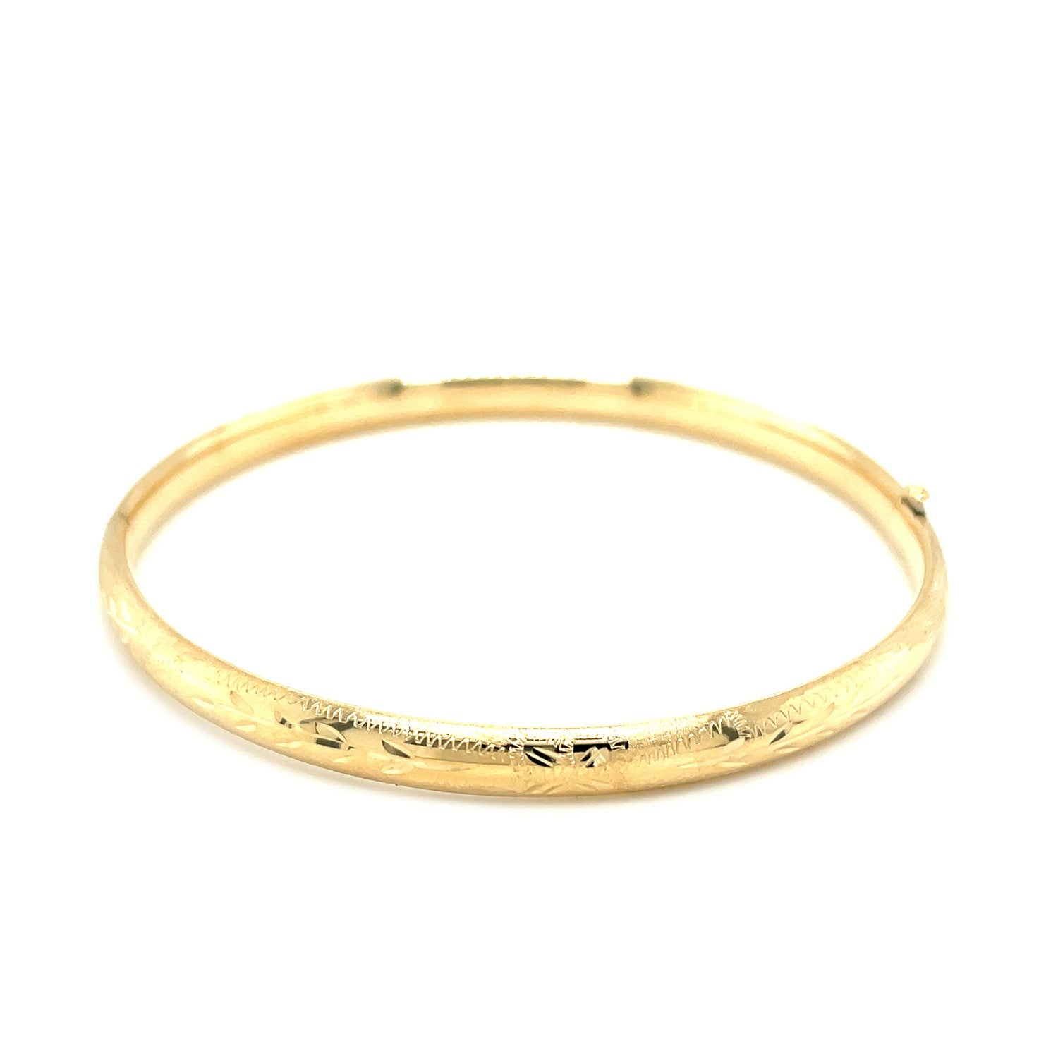 10k Yellow Gold Botanical Pattern Florentine Bangle (5.00 mm) 