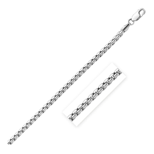 Sterling Silver Rhodium Plated Round Box Chain (5.20 mm) 
