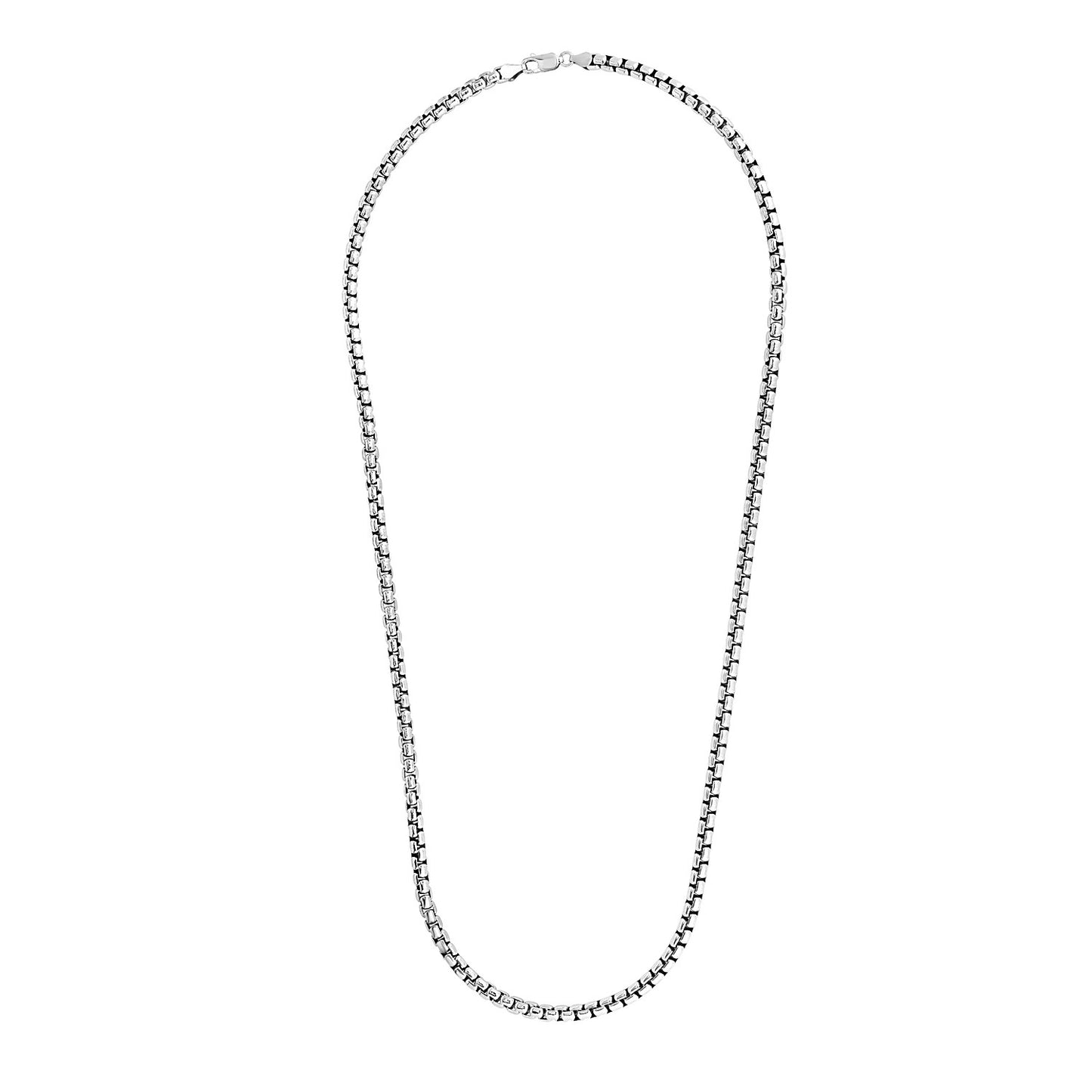 Sterling Silver Rhodium Plated Round Box Chain (5.20 mm) 