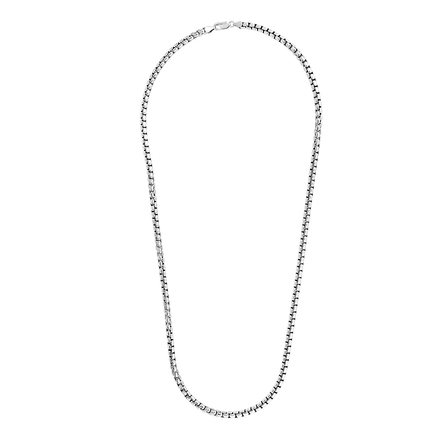 Sterling Silver Rhodium Plated Round Box Chain (5.20 mm) 