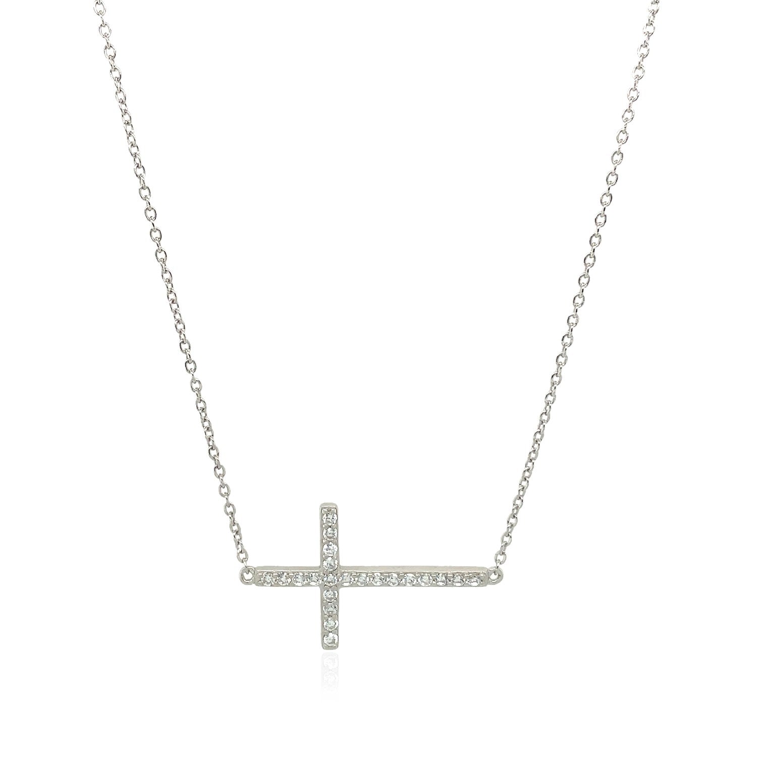 Sterling Silver Cross Bracelet with Cubic Zirconias 