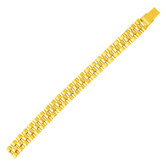 14k Yellow Gold Mens Panther Link Bracelet (9.30 mm) 