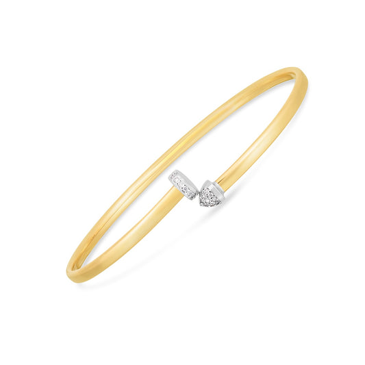 14k Two Tone Gold Diamond Hardware Bangle (3.00 mm) 