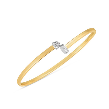 14k Two Tone Gold Diamond Hardware Bangle (3.00 mm) 