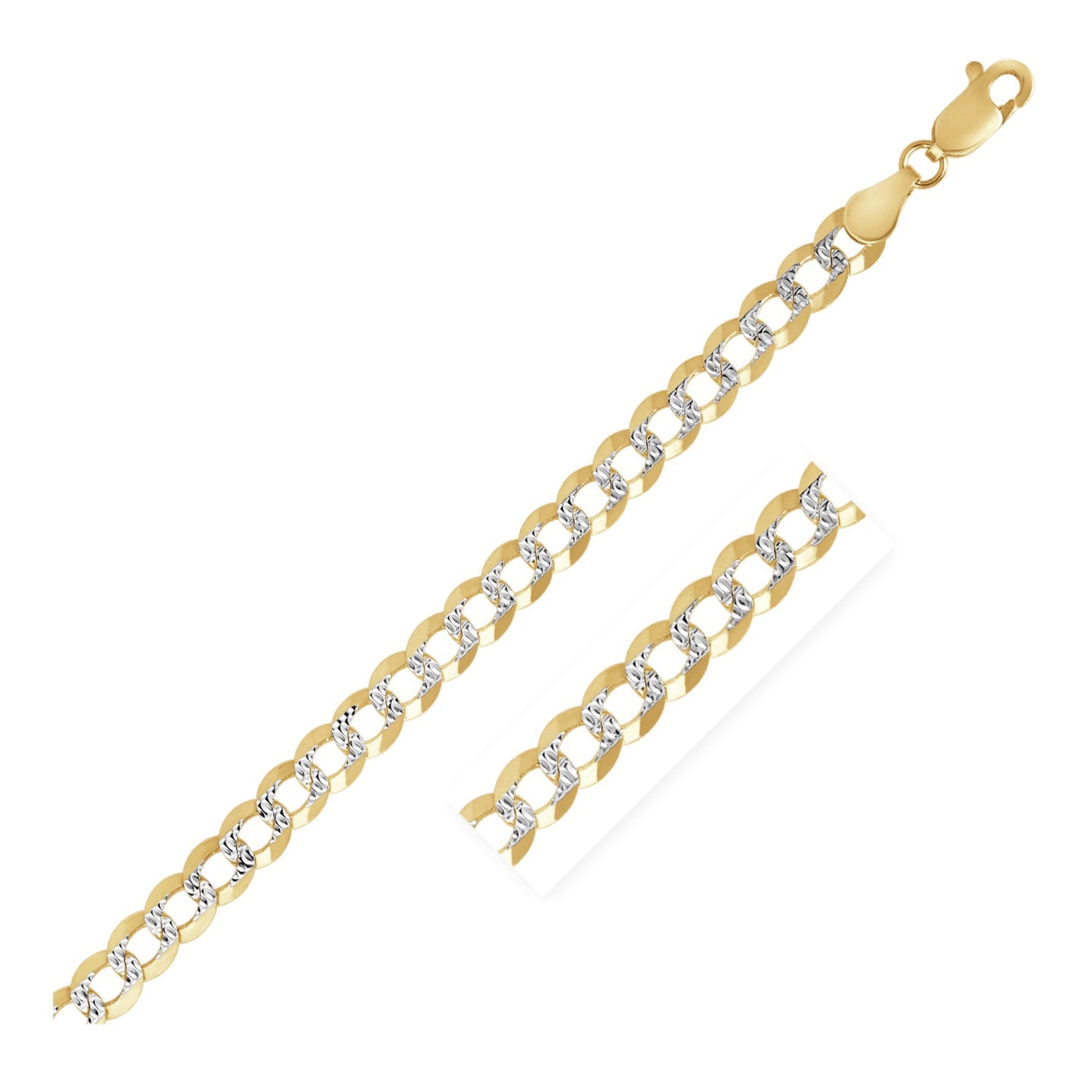 14k Two Tone Gold Pave Curb Chain (3.60 mm) 