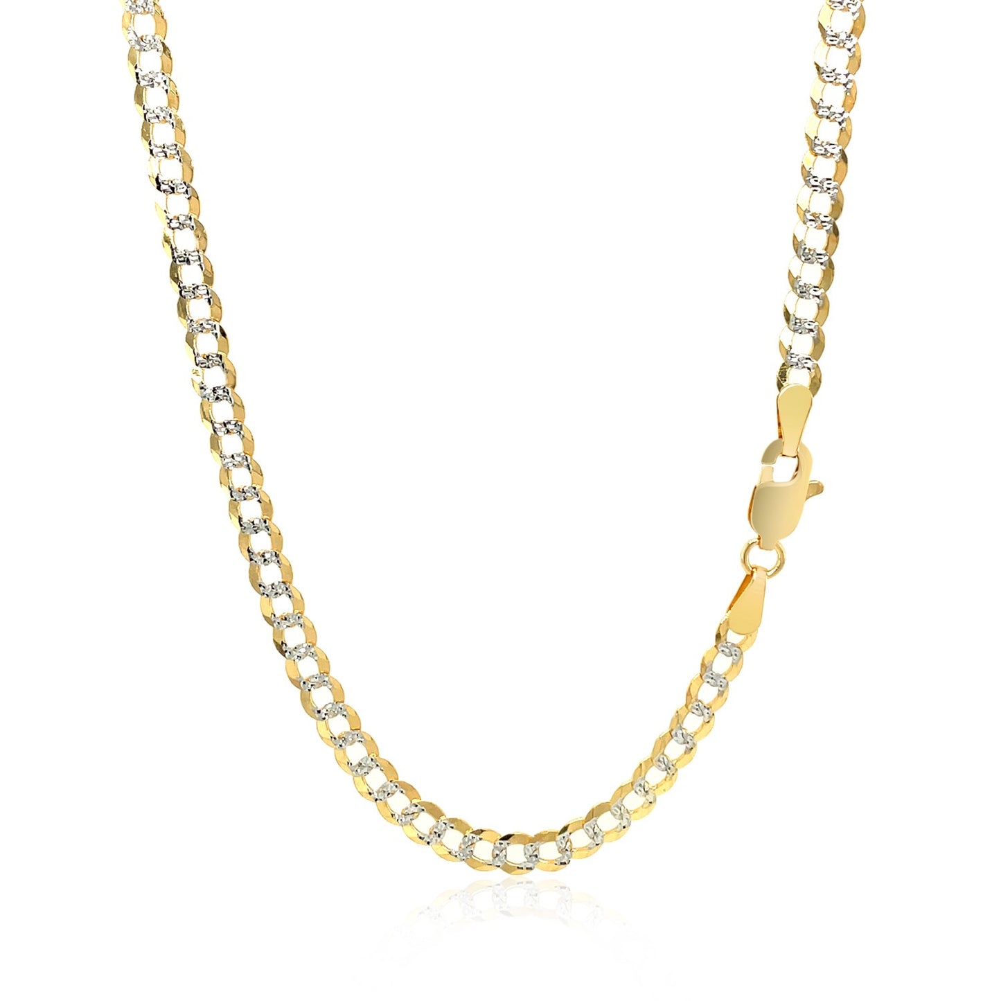 14k Two Tone Gold Pave Curb Chain (3.60 mm) 