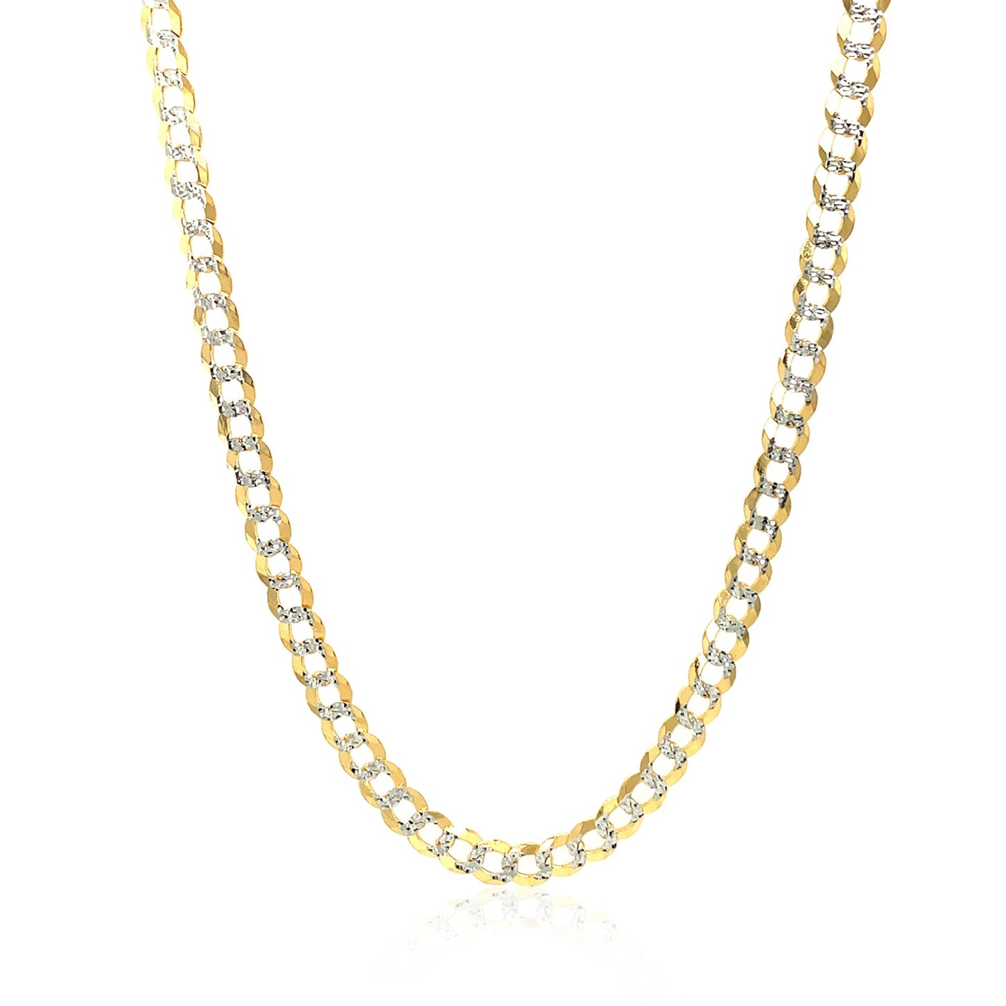 14k Two Tone Gold Pave Curb Chain (3.60 mm) 