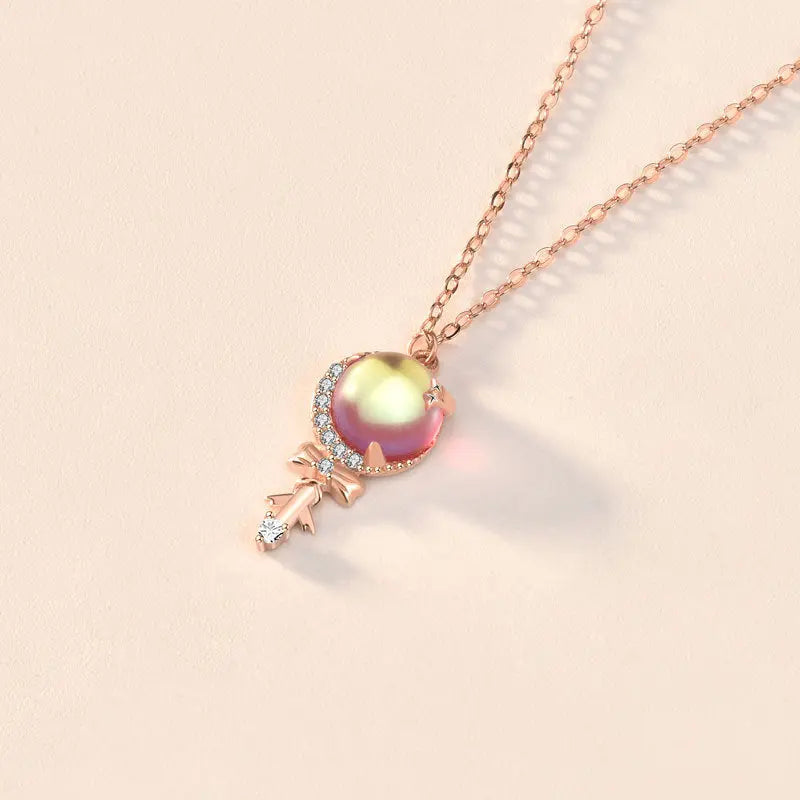 Girl CZ  Fairy Stick 925 Sterling Silver Necklace 