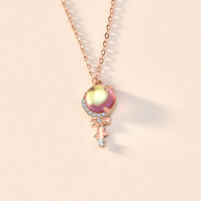 Girl CZ  Fairy Stick 925 Sterling Silver Necklace 