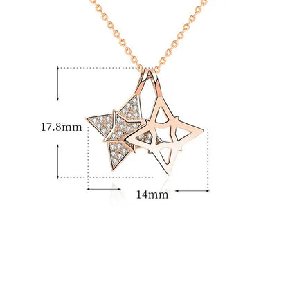 Modern CZ Quadrangular Star Hollow 925 Sterling Silver Necklace 