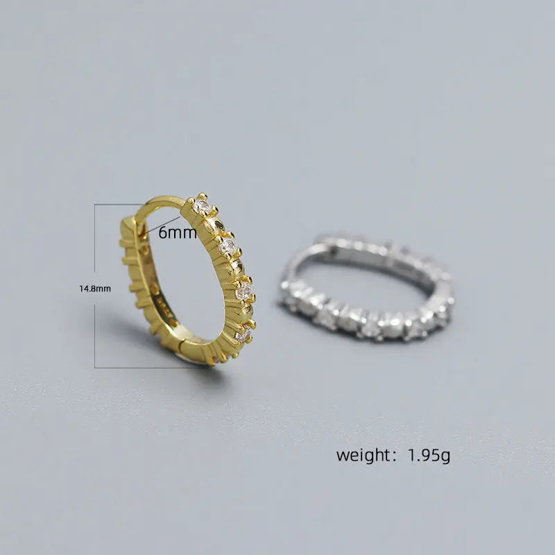 Office CZ U Shape 925 Sterling Silver Stacker Hoop Earrings 