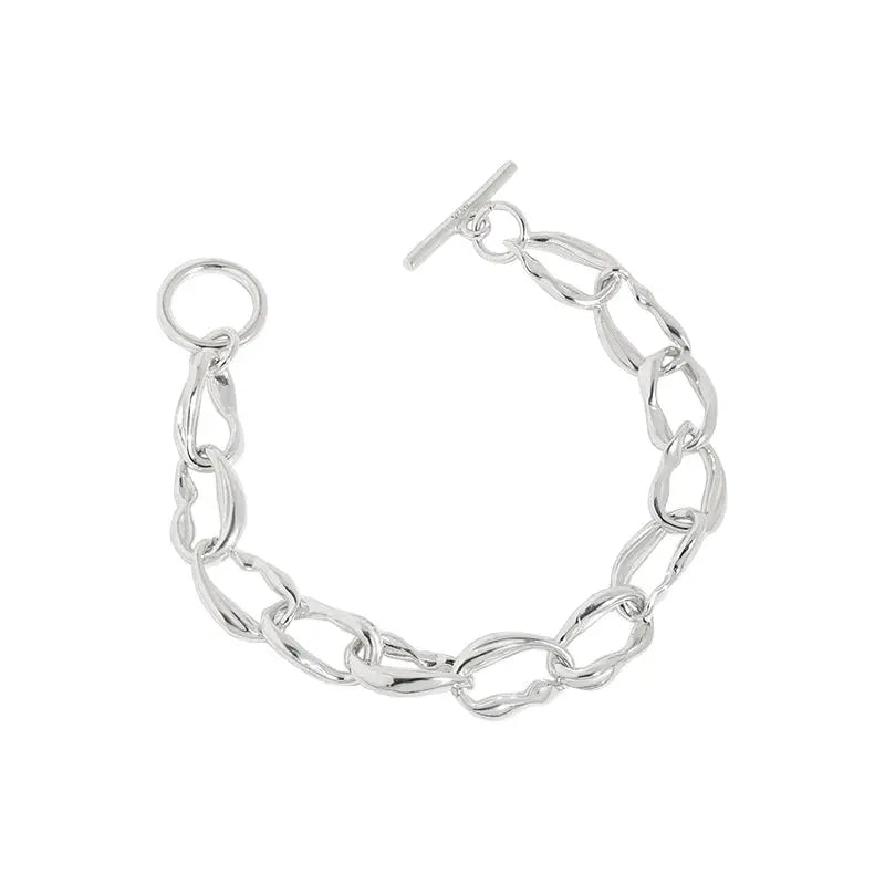 Office OT Twisted Rombo Chain 925 Sterling Silver Bracelet 