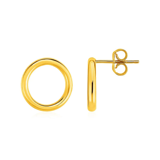 Open Circle Post Earrings in 14k Yellow Gold 