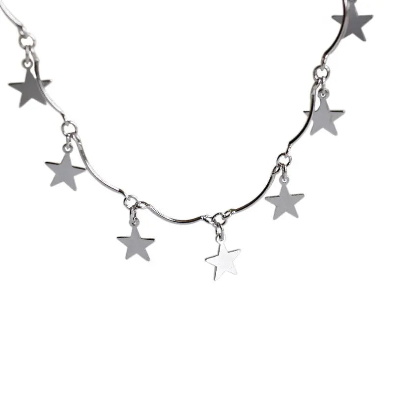 Simple Mini Star Solid 925 Sterling Silver Clavicle Necklace Women 