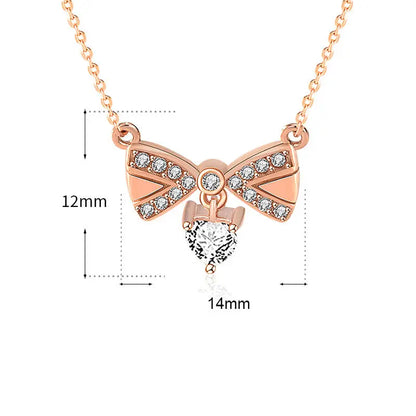 Sweet CZ Bowknot Hot 925 Sterling Silver Necklace 