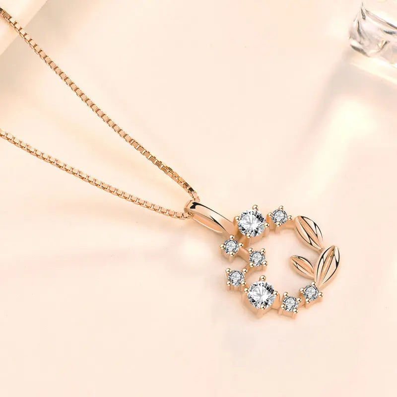 Women CZ Garland 925 Sterling Silver Necklace 