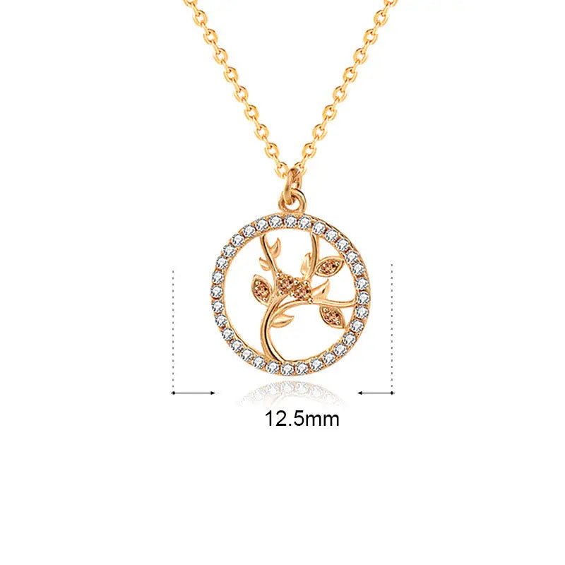 Women CZ Life Tree 925 Sterling Silver Necklace 