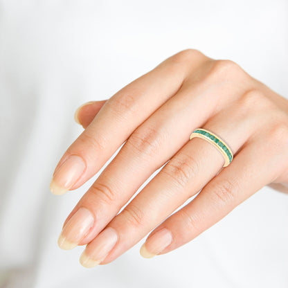 26 Emeralds Eternity Ring in 14K Yellow Gold 