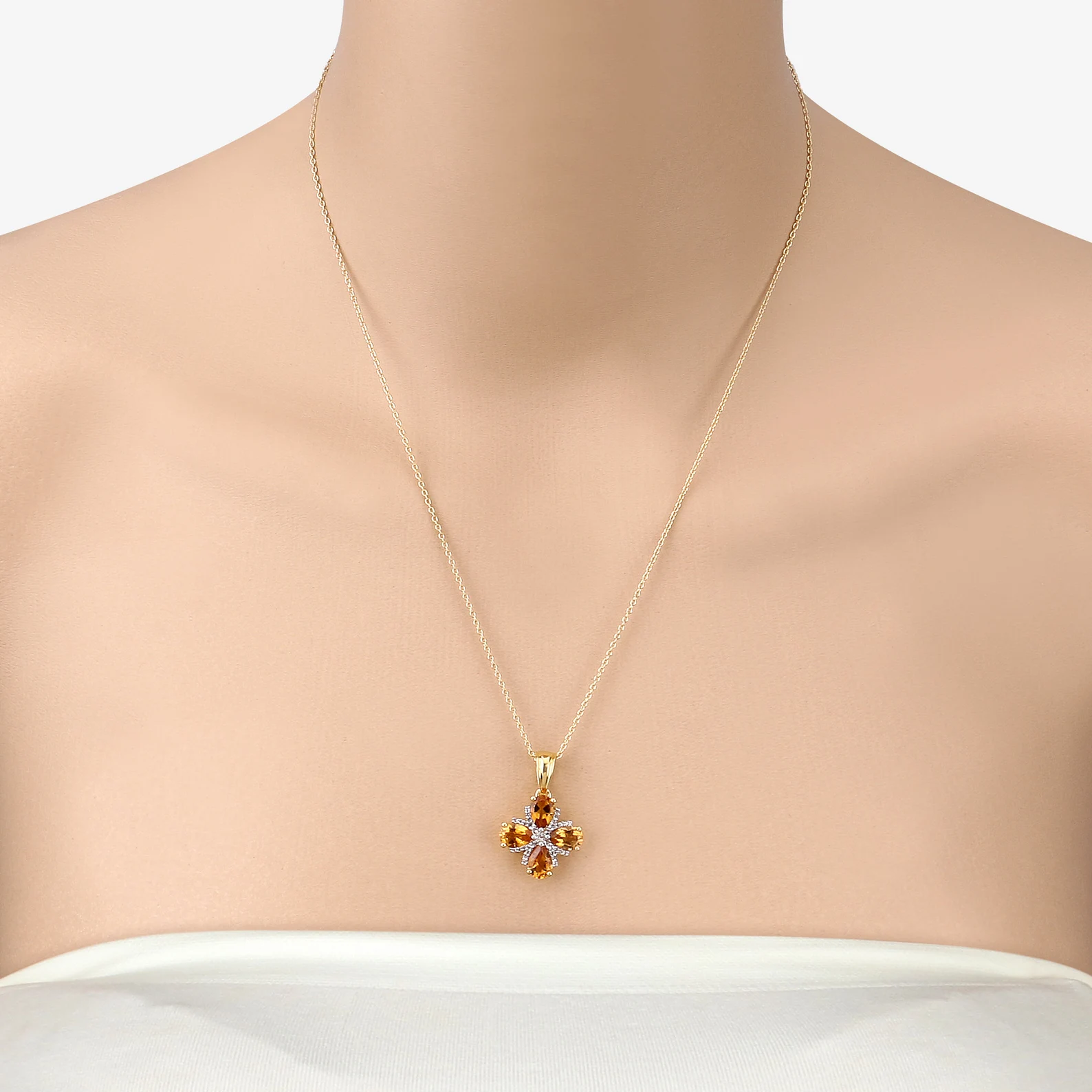 2.46 Carat Genuine Madeira Citrine and White Topaz .925 Sterling Silver Pendant 