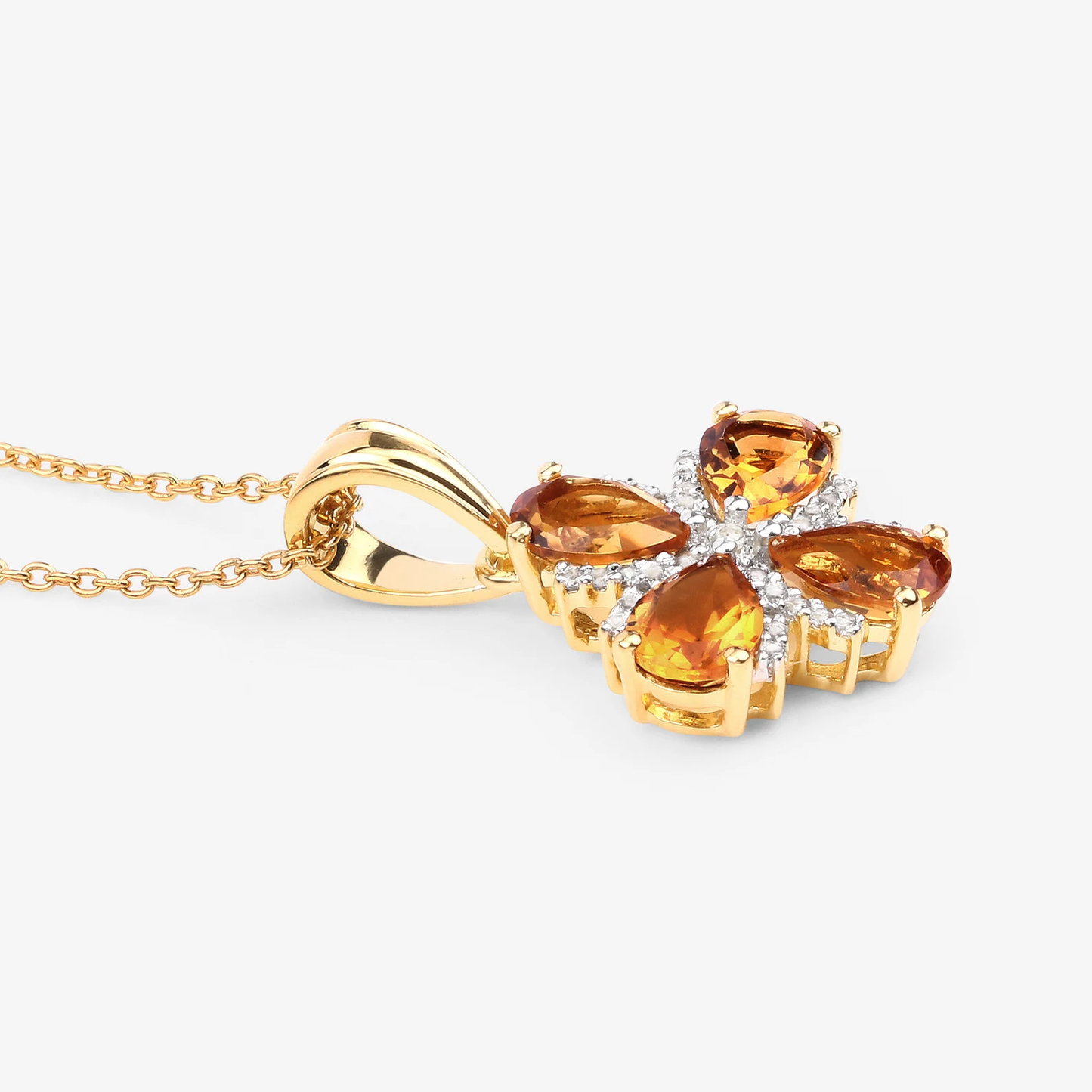 2.46 Carat Genuine Madeira Citrine and White Topaz .925 Sterling Silver Pendant 