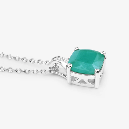 2.20 Carat Genuine Emerald Sterling Silver Pendant 