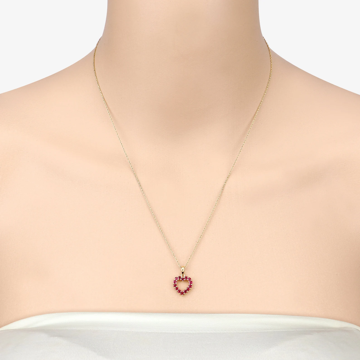 Heart Shaped Pendant and Chain in 10K Yellow Gold with Ruby 