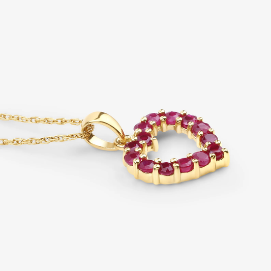 Heart Shaped Pendant and Chain in 10K Yellow Gold with Ruby 