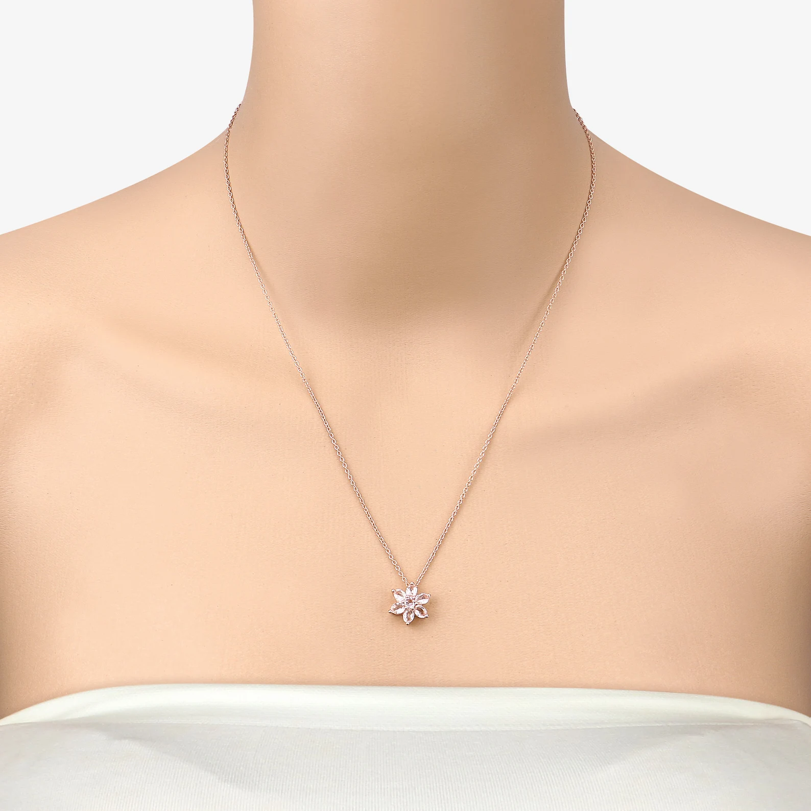 Pendant and Chain in 10K Rose Gold with Morganite 