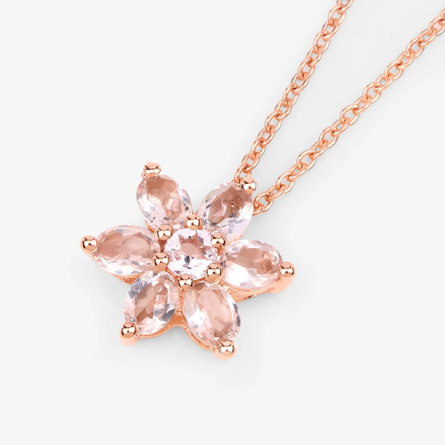Pendant and Chain in 10K Rose Gold with Morganite 