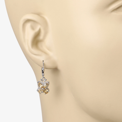 Citrine Dangle Butterfly Earrings in .925 Sterling Silver 