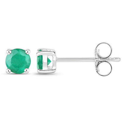 0.46 Carat Genuine Emerald 14K White Gold Earrings 