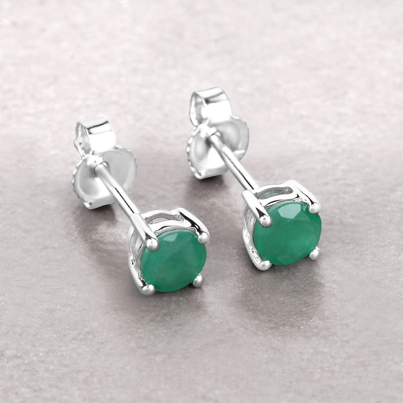 0.46 Carat Genuine Emerald 14K White Gold Earrings 