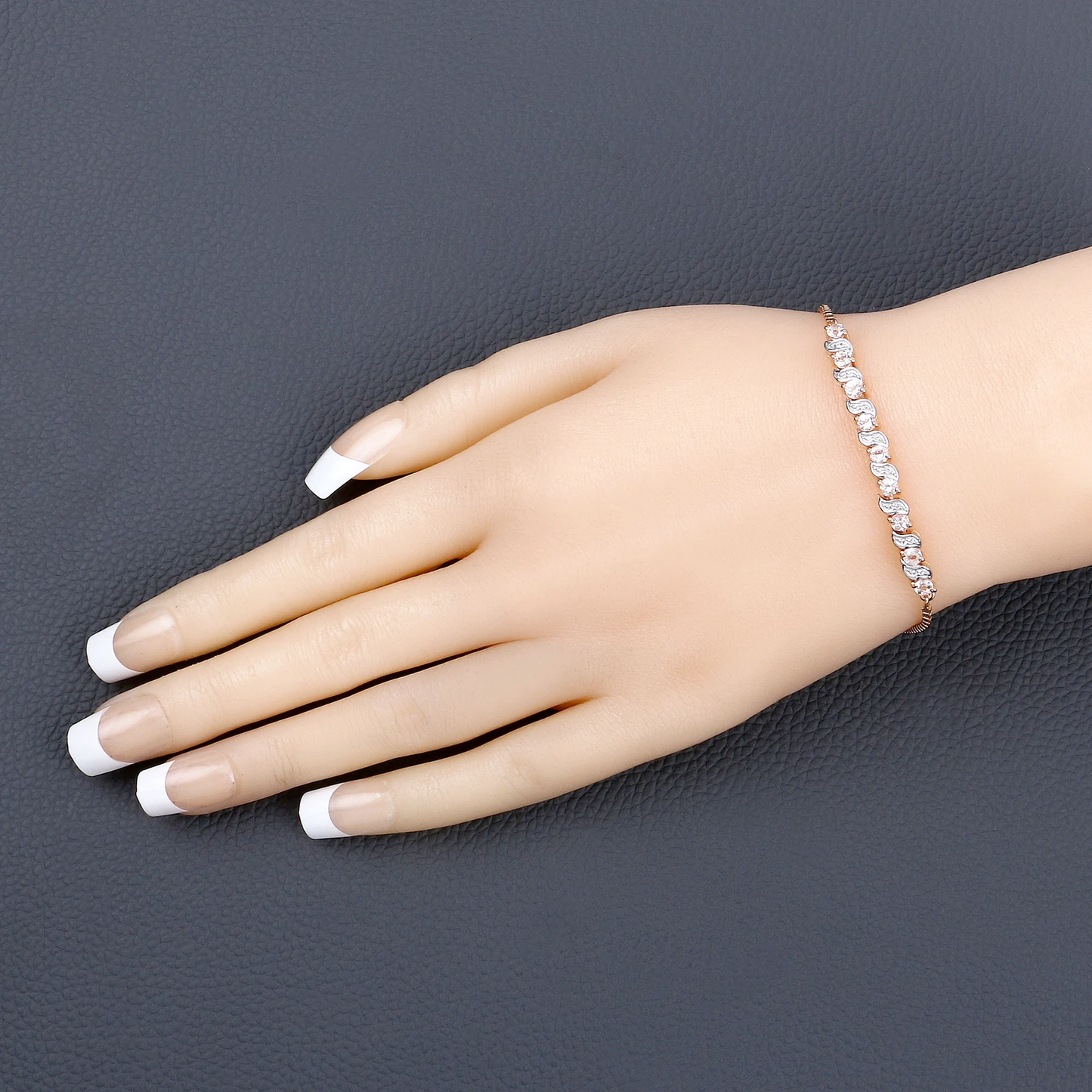 0.89 Carat Genuine Morganite and White Topaz .925 Sterling Silver Bracelet 