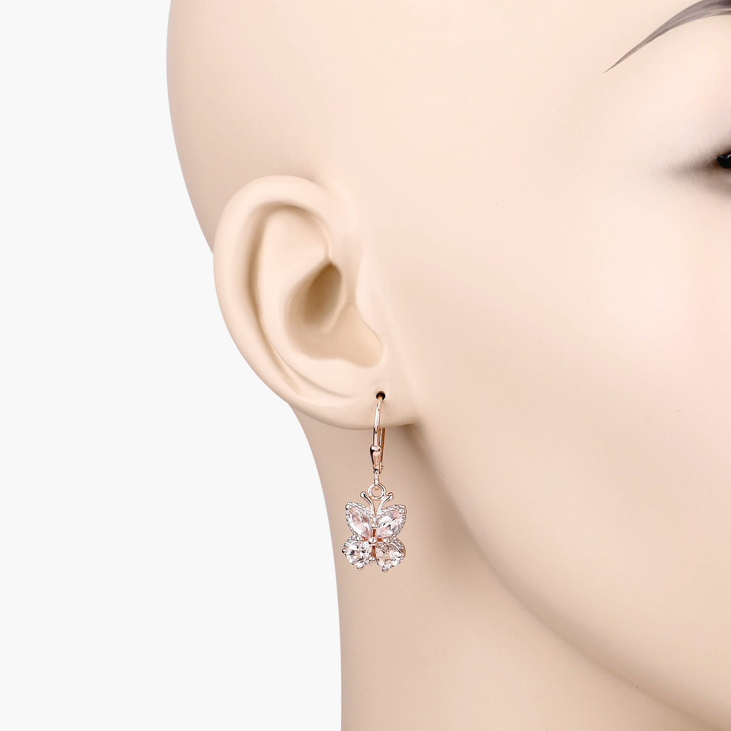 Earrings in .925 Sterling Silver with 18K Rose Gold Plated with Morganite 