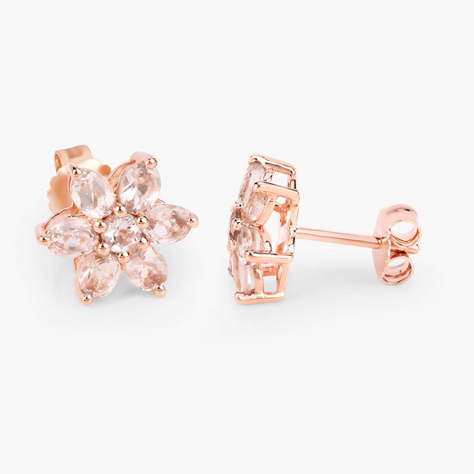 Earrings in 10K Rose Gold with Morganite 