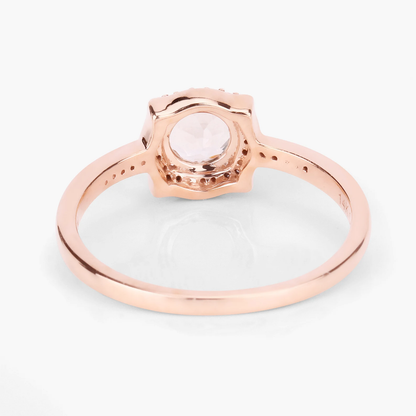 Engagement Ring in 14K Rose Gold with Morganite and 34 Diamonds 