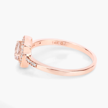 Engagement Ring in 14K Rose Gold with Morganite and 34 Diamonds 