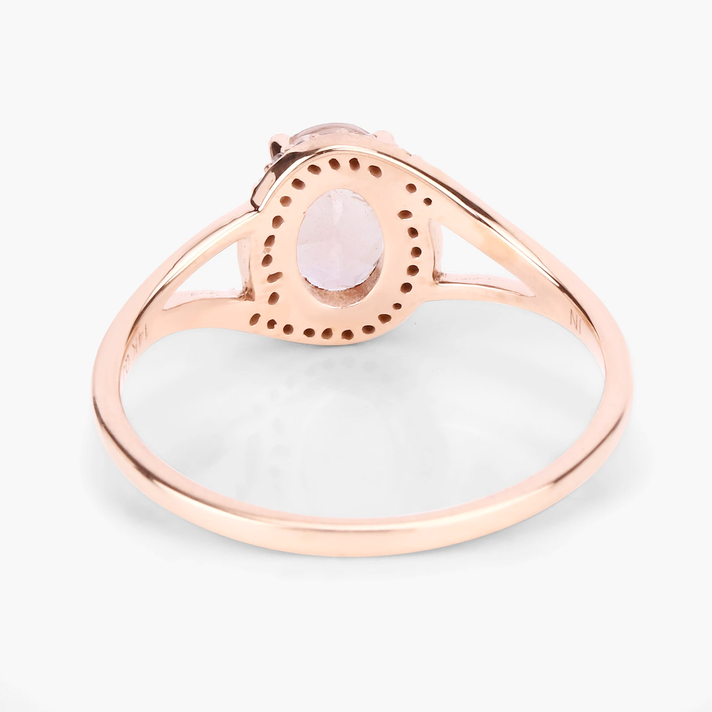 Engagement Ring in 14K Rose Gold with Morganite and Diamonds 