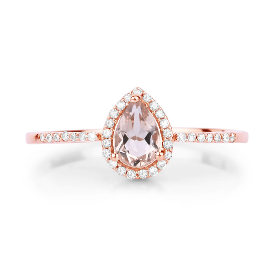 Engagement Ring in 14K Rose Gold with Morganite and Diamonds 