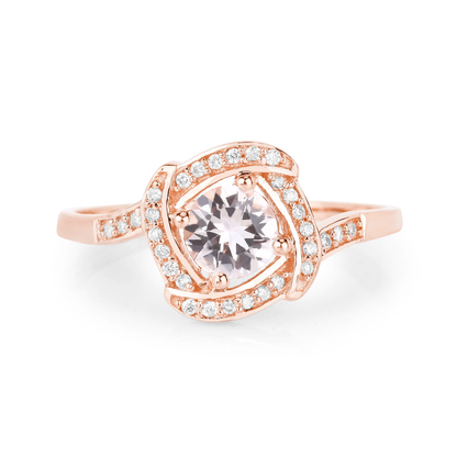 Engagement Ring in 14K Rose Gold with Morganite and Diamonds 