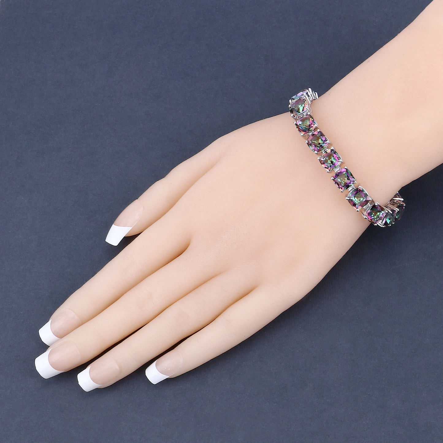 Tennis Bracelets in .925 Sterling Silver with Rainbow Quartz 