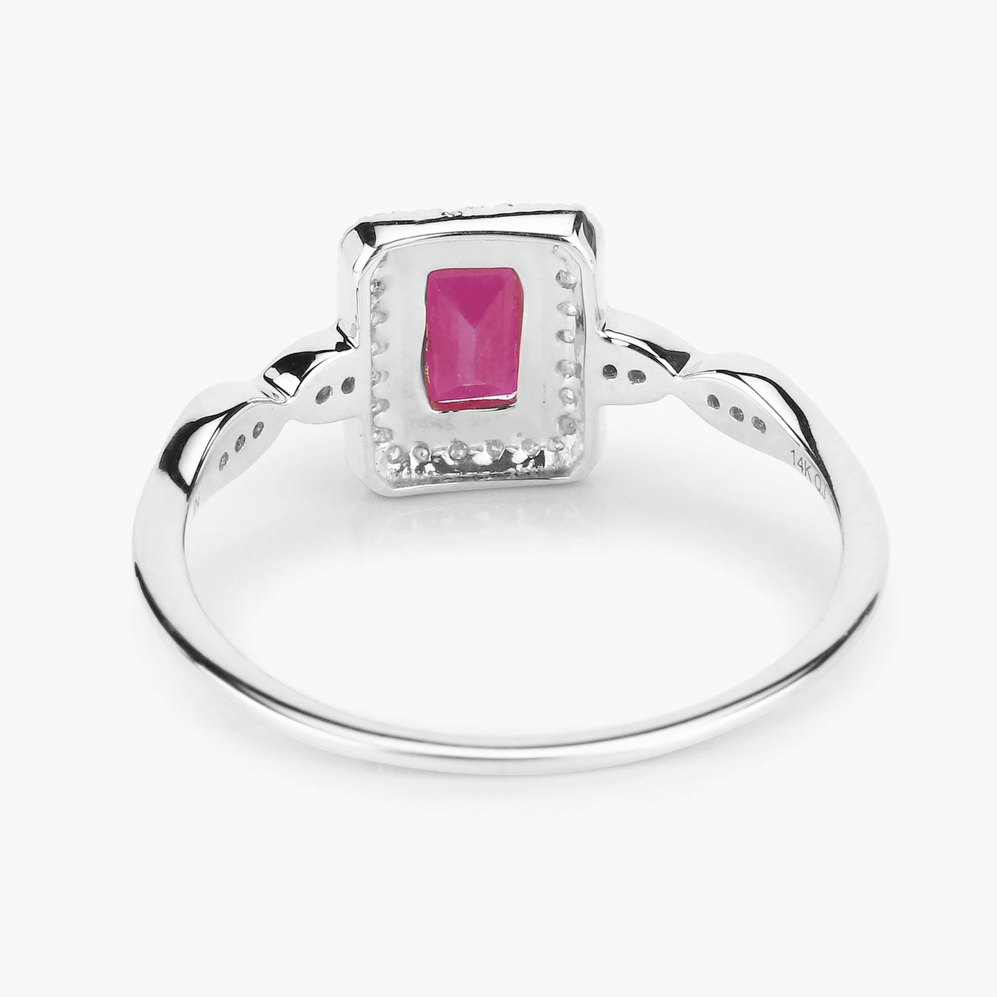 Engagement Ring in 14K White Gold with Ruby and Diamonds 