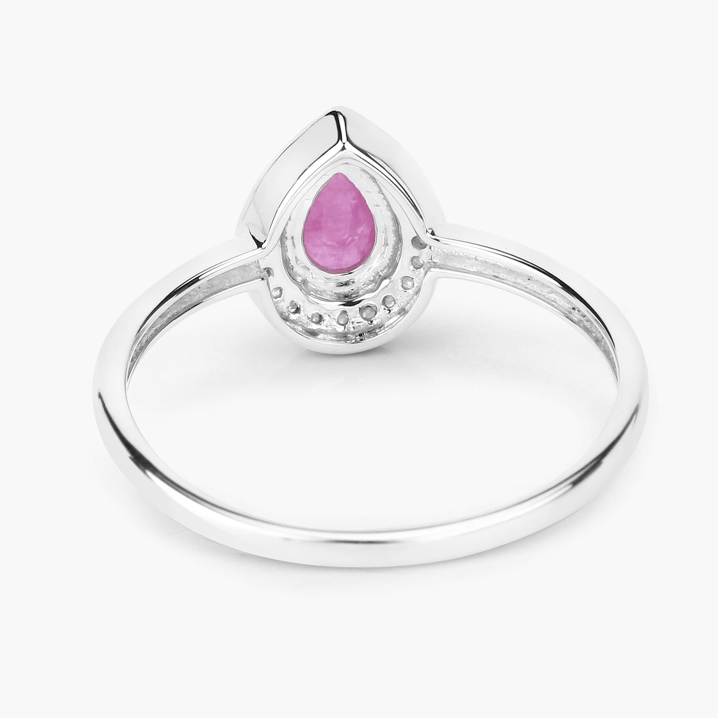 Engagement Ring in 14K White Gold with Ruby and Diamonds 