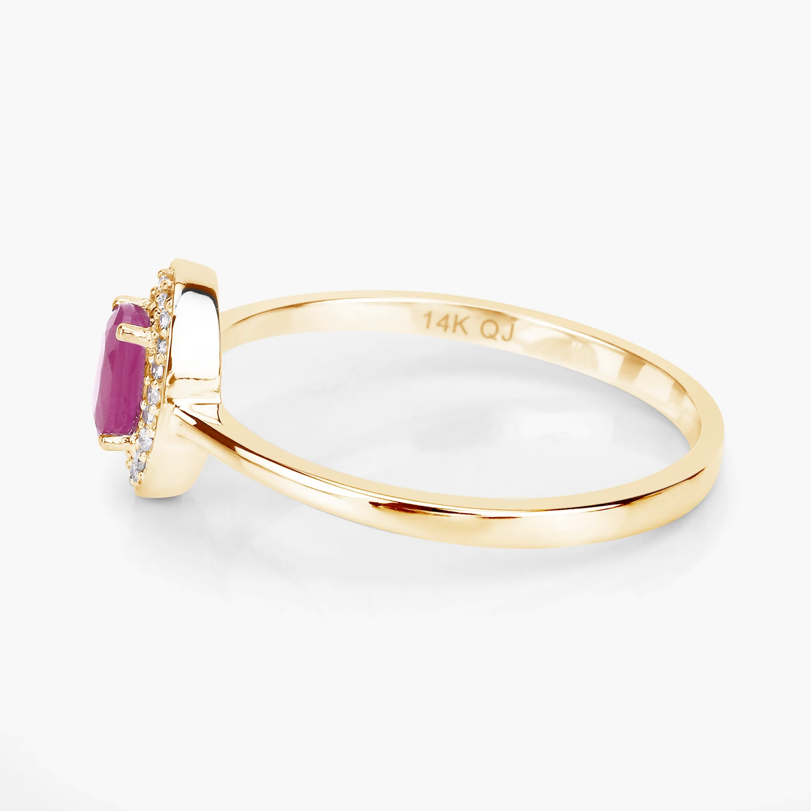 Engagement Ring in 14K Yellow Gold with Ruby and 22 Sparkling Diamonds 