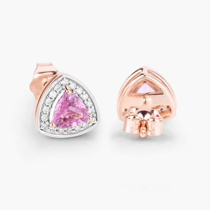 Earrings in 14K Rose Gold with Pink Sapphires and Diamonds 